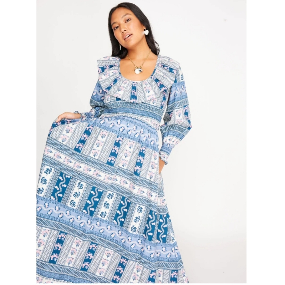 NEW Ophelia & Indigo Clementina Vintage Floral 100% Cotton Maxi Dress Size Small